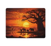 Tappetino Mouse Sunset Silhouettes On The Savanna Tappetino per il Mouse