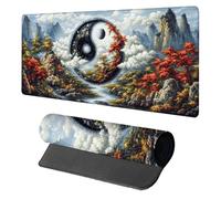 Tappetino Mouse Tai Chi, Tappetino Mouse XXL 800x400x3mm, Mousepad Gaming Accessori Scrivania, Sottomano Scrivania con Base in Gomma Antiscivolo, Ufficio Accessori, per Ufficio, Gaming, Bianco A-1870