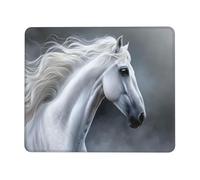 Tappetino Mouse, Tappetino Scrivania Gaming Cavallo bianco Mouse Pad 340 x 280 mm Piccolo Mousepad da Scrivania in Ufficio, Adatto per Notebook e Computer Desktop Accessori Scrivania o-32