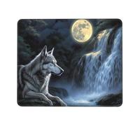 Tappetino Mouse, Tappetino Scrivania Gaming Luna Lupo Mouse Pad 340 x 280 mm Piccolo Mousepad da Scrivania in Ufficio, Adatto per Notebook e Computer Desktop Accessori Scrivania o-1046