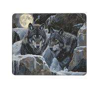 Tappetino Mouse, Tappetino Scrivania Gaming Luna Lupo Mouse Pad 400 x 300 mm Piccolo Mousepad da Scrivania in Ufficio, Adatto per Notebook e Computer Desktop Accessori Scrivania o-1045