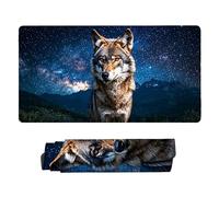 Tappetino Mouse, Tappetino Scrivania Gaming Lupo stellare Mouse Pad 900 x 400 mm Grande Mousepad da Scrivania in Ufficio, Adatto per Notebook e Computer Desktop Accessori Scrivania z-1041