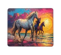 Tappetino Mouse, Tappetino Scrivania Gaming Spiaggia Cavalli Mouse Pad 340 x 280 mm Piccolo Mousepad da Scrivania in Ufficio, Adatto per Notebook e Computer Desktop Accessori Scrivania o-290
