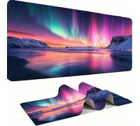 Tappetino Mouse Tastiera 80 x 40 CM - Tappetino Mouse XXL Sottomano Scrivania Esteso da per Monitor, Copri Scrivania Mousepad, Snow Mountain Aurora Scrivania Mouse Pad, Migliora Velocità j0xk-97