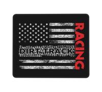 Tappetino Mouse USA American Flag Dirt Track Racing Mouse Pad Uso Prolungato Tappetino Scrivania Multifunzione Mousepad per Laptop Casa Ufficio 25X30CM