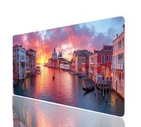 Tappetino Mouse Venezia Tappetino Mouse xxl 900x400x3mm, Mousepad Crepuscolo Cucire i Bordi Migliorare la Precisione e la Velocità, Mousepad per Scrivania Gaming Tastiera Wireless Pc Portatile JXL0920