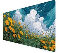 Tappetino Mouse Verde Tappetino Mouse XXL 600x300 mm, Mousepad Prateria Sottomano Scrivania con Base in Gomma Antiscivolo, Impermeabile Tappeto Scrivania con Bordi Cuciti per PC, Laptop -yym2509HX