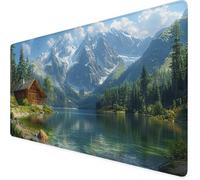 Tappetino Mouse verde, Tappetino Mouse XXL 900x400x3mm, Impermeabile paesaggio Mousepad con Base in Gomma Antiscivolo e Bordi Cuciti Design, Accessori Scrivania per Giocatore/Desktop/Ufficio F1-951