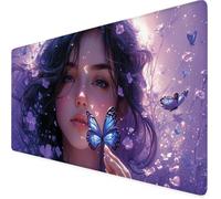 Tappetino Mouse Viola, Tappetino Mouse XXL 800 x 400 x 3 mm, Impermeabile donna Mousepad con Base in Gomma Antiscivolo e Bordi Cuciti Design, Accessori Scrivania per Giocatore/Desktop/Ufficio F1-293
