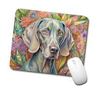 Tappetino Mouse, Weimaraner Dog French Bohemian Bordi Cuciti Tappetini per Il Mouse Lavabile Tappetino da Gaming per Pc Computer Tastiera 25X30cm