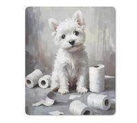 Tappetino Mouse White Terrier Puppy Sitting On The Bathroom Accessori Gaming Resistente agli Schizzi Mouse Pad Portatile Tappetino per Mouse per Computer Ufficio Essenziale per Ufficio XL