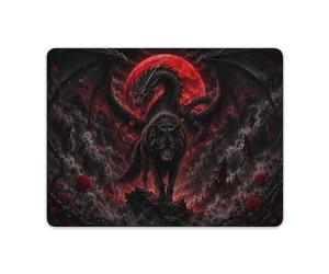 Tappetino Mouse Wolf and Dragon Beneath The Red Moon Tappeto Mouse Laptop