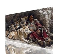 Tappetino Mouse Wolf Tappetino Mouse xxl 700x300x3mm, Mousepad indiani Cucire i Bordi Migliorare la Precisione e la Velocità, Mousepad per Scrivania Gaming Tastiera Wireless Pc Portatile JXL-1991