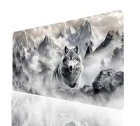 Tappetino Mouse Wolf Tappetino Mouse XXL 800x300x3 mm Montagna Mousepad Impermeabile e Antiscivolo Cucire i Bordi, Accessori Gaming Mousepad per Pc Portatile Laptop Tastiera Wireless Regalo Model11173