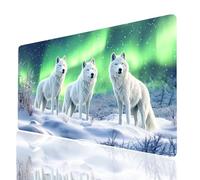 Tappetino Mouse Wolf Tappetino Mouse XXL 800x400x3mm Aurora Mousepad Impermeabile e Antiscivolo Cucire i Bordi, Accessori Gaming Mousepad per Pc Portatile Laptop Tastiera Wireless Regalo Model-10094