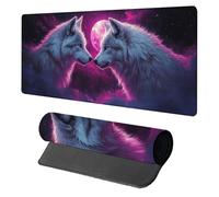 Tappetino Mouse Wolf, Tappetino Mouse XXL 800x400x3mm, Mousepad Gaming Accessori Scrivania, Sottomano Scrivania con Base in Gomma Antiscivolo, Ufficio Accessori, per Ufficio, Gaming, Grigio 1-2775