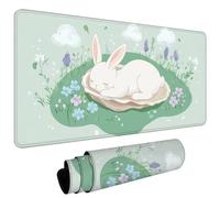 Tappetino Mouse XXL 1000x400x3mm Mouse Pad Gaming, Grandi Dimensioni, Maggiore Precisione e Velocità, Base in Gomma Antiscivolo, Tappetino Scrivania con Bordi Cuciti (Coniglio Addormentato) L#L1620