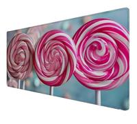 Tappetino Mouse xxl 1000x400x3mm, Tappetino Mouse Gaming Lecca-lecca rosa, Impermeabile Surface Improves Speed, Base in Gomma Antiscivolo, per Computer e Laptop Mouse Pad, per Regali Uomo Donna Z-53