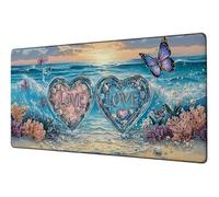 Tappetino Mouse XXL 1000x500 mm Mouse Pad Oceano Sottomano Scrivania Amore Mousepad Accessori Gaming Desk Mat per Migliorare Velocità Tappetini Gaming, per Ufficio Casa Computer Lavoro Gioco D-209