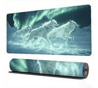 Tappetino Mouse XXL 1000x500x3mm, Aurora Tappetino Mouse Gaming Lupo Mousepad Sottomano Scrivania con Base in Gomma Antiscivolo, Mousepad XXL Protezione Scrivania per Computer, PC, Laptop, Model787