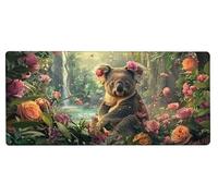 Tappetino Mouse XXL 1000x500x3mm Mouse Pad XXL Koala, Gaming MousePad con Base in Gomma Antiscivolo, Cuciture Rinforzate Mousepad per Tastiera Lavabile per Accessori Scrivania, Regalo Flower 1-DK98