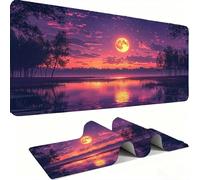 Tappetino Mouse XXL, 1000x500x3mm Tappetino Mouse Gaming, Mouse Pad con Base in Gomma Antiscivolo, Impermeabile Mousepad, Mouse Pad Grande con Bordi Cuciti Scorrimento Facile （Lago Luna） j0xk-54