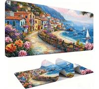 Tappetino Mouse XXL, 1000x500x3mm Tappetino Mouse Gaming, Mouse Pad con Base in Gomma Antiscivolo, Impermeabile Mousepad, Mouse Pad Grande con Bordi Cuciti per Taglia Ampia （Vista Della Città） j0xk128