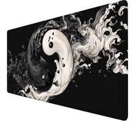 Tappetino Mouse xxl 1000x500x3mm Tappetino Mouse Nero Impermeabile, Base in Gomma Antiscivolo, Maggiore Precisione e Velocità, Gaming Mousepad Esteso con Bordi Cuciti per Laptop, PC, Yin e Yang Y7-519