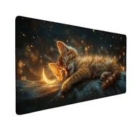 Tappetino Mouse XXL 100x50 cm, Impermeabile Tappetino Mouse Nero Mouse Pad Gatto Sottomano Scrivania Base in Gomma Antiscivolo Mousepad Bordi Cuciti Anti-Sfilacciatura per Computer -ly2505255BG