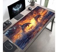 Tappetino Mouse XXL 100x50 cm, Lavabile, Delfino Giallo Accessori Gaming, con Base in Gomma Antiscivolo per Lavoro Ufficio, Regalo Uomo PjY4817 S-J