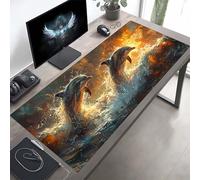 Tappetino Mouse XXL 100x50 cm, Lavabile, Giallo Delfino Accessori Gaming, con Base in Gomma Antiscivolo per Lavoro Ufficio, Regalo Uomo PjY2977 9-J