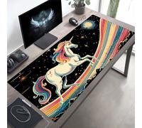 Tappetino Mouse XXL 100x50 cm, Lavabile, Nero Unicorno Accessori Gaming, con Base in Gomma Antiscivolo per Lavoro Ufficio, Regalo Uomo PjY1857 6-N