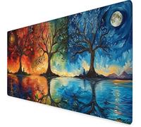 Tappetino Mouse XXL 120 x 60 cm, Tappetino Mouse Colore Mousepad Albero Delle Quattro Stagioni Sottomano Scrivania Bordi Cuciti, Impermeabile Accessori Gaming Base in Gomma Antiscivolo -ym097V
