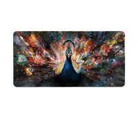 Tappetino Mouse XXL 120 x 60 cm Tappetino Scrivania Gaming Grande, Impermeabile Base in Gomma Antiscivolo, con Bordi Cuciti Mouse Pad, Scrivania Gaming Accessori Tappeto Mouse (Pavo Colore) I-635