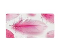 Tappetino Mouse XXL 120 x 60 cm Tappetino Scrivania Gaming Grande, Impermeabile Base in Gomma Antiscivolo, con Bordi Cuciti Mouse Pad, Scrivania Gaming Accessori Tappeto Mouse (Piume rosa) I-313
