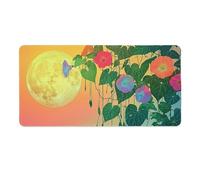 Tappetino Mouse XXL 120 x 60 cm Tappetino Scrivania Gaming Grande, Impermeabile Base in Gomma Antiscivolo, con Bordi Cuciti Mouse Pad, Scrivania Gaming Accessori Tappeto Mouse (Luna Fiori) I-1013