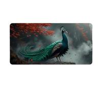 Tappetino Mouse XXL 120 x 60 cm Tappetino Scrivania Gaming Grande, Impermeabile Base in Gomma Antiscivolo, con Bordi Cuciti Mouse Pad, Scrivania Gaming Accessori Tappeto Mouse (Foresta Pavo) I-841