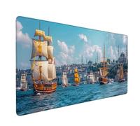 Tappetino Mouse XXL 1200 x 600 mm Blu Mousepad Barca a vela Tappetino Mouse Gaming con Bordi Cuciti, Impermeabile e Antiscivolo Mousepad XXL Accessori Scrivania Ufficio per Gaming, PC, Computer s6144
