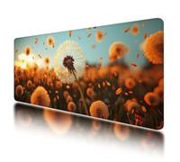 Tappetino Mouse XXL 1200 x 600 mm, Tappetino Mouse da Gioco Dente di Leone, Mousepad Impermeabile con Bordi Cuciti per Accessori Scrivania, Mousepad Antiscivolo per Gaming, Ufficio (Floreale), O-45