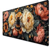 Tappetino Mouse XXL 1200 x 600 mm, Tappetino Mouse Fiore Mousepad Ape Sottomano Scrivania con Bordi Cuciti, Impermeabile Accessori Gaming con Base in Gomma Antiscivolo per Ufficio, Gaming -yym2509GB