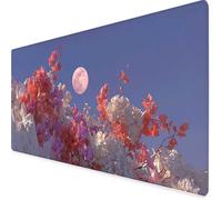 Tappetino Mouse XXL 1200 x 600 mm, Tappetino Mouse Fiori Di Ciliegio Mousepad Luna Sottomano Scrivania con Bordi Cuciti, Impermeabile Accessori Gaming con Base in Gomma Antiscivolo, Ufficio -yym2509LF