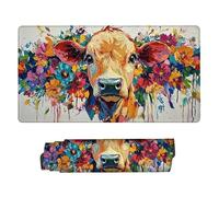 Tappetino Mouse XXL 1200 x 600 mm- Tappetino Mouse Gaming Fiori Mucca Mousepad- Controllo Preciso Migliora la Velocità e la Precisione- Tenuta Stabile- Lavabile- Accessori Scrivania i-380
