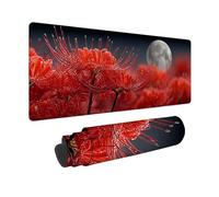 Tappetino Mouse XXL 1200 x 600 mm, Tappetino Mouse Rosso Mousepad Fiore Sottomano Scrivania con Base in Gomma Antiscivolo, Impermeabile Tappeto Scrivania con Bordi Cuciti per PC, Laptop -zjn2509NK