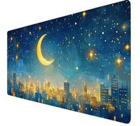 Tappetino Mouse xxl 1200x400x3mm Tappetino Mouse Luna Impermeabile, Base in Gomma Antiscivolo, Maggiore Precisione e Velocità, Gaming Mousepad Esteso con Bordi Cuciti per Laptop, Gamer, Città Y7-1428