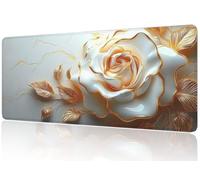 Tappetino Mouse XXL 1200x500, Tappetino Mouse Gaming Beige - Assorbe le Vibrazioni, Base Gomma Antiscivolo, Bordi Rinforzati, Impermeabile Mousepad Rosa, Ufficio e Casa M1-280