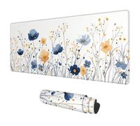 Tappetino Mouse XXL 1200x600 mm Bianco Tappetino Mouse Gaming Fiore Impermeabile Mouse Pad Accessori Gaming Mousepad con Base in Gomma Antiscivolo Bordi Cuciti Sottomano Scrivania per Regalo Uomo G-25