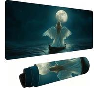 Tappetino Mouse XXL 1200x600 mm Luna Tappetino Scrivania Grande J0-229 | Impermeabile Mouse Pad Angelo, Base in Gomma Antiscivolo, Cucitura Durevole Mousepad per Ufficio Computer Gioco, Regalo Donna