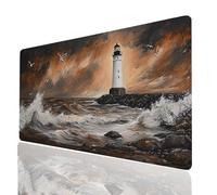 Tappetino Mouse XXL 1200x600x3mm Lmperméable et Antidérapant Tappetino Scrivania Faro Mouse Pad Onde dell'oceano e con Dase in Gomma Antiscivolo, Mousepad Migliora la recisione per Laptop Model-06348