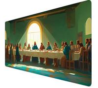 Tappetino Mouse xxl 1200x600x3mm Tappetino Mouse Colore Senape Impermeabile, Base in Gomma Antiscivolo, Maggiore Precisione e Velocità, Gaming Mousepad Esteso con Bordi Cuciti, l'Ultima Cena Y7-752