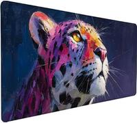 Tappetino Mouse XXL 1200x600x3mm Tappetino Mouse Leopardo, Gaming MousePad Animalecon Base in Gomma Antiscivolo, Cuciture Rinforzate Mousepad XXL per Tastiera Lavabile per Accessori Scrivania R-HX60